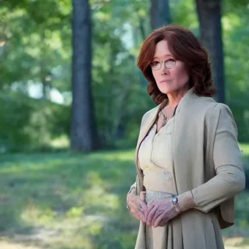 Image similar to mary mcdonnell as catlyn stark golden hour cinematic