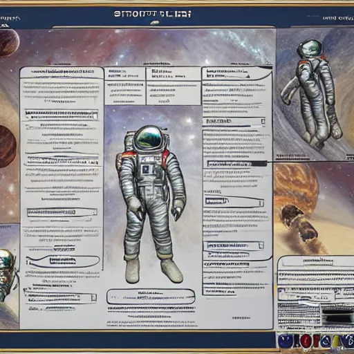 Prompt: Character sheet of Astronaut by Donato Giancola