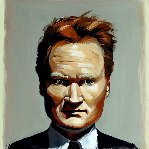 Prompt: conan o'brien, by simon birch, portrait