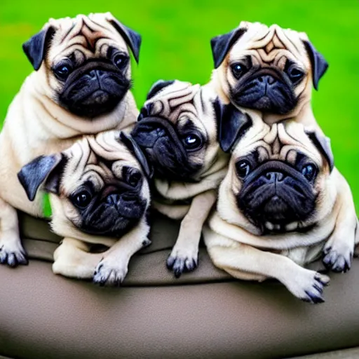 Image similar to 5 pugs stacked on top of each other