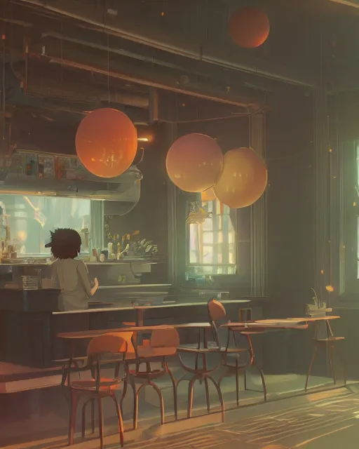 Image similar to highly detailed vfx espresso, stephen bliss, unreal engine, loish, rhads, beeple, makoto shinkai and lois van baarle, ilya kuvshinov, global illumination, detailed and intricate environment