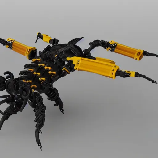 Image similar to hard surface, robotic platform, based on bumblebee, 6 claws, unreal engine