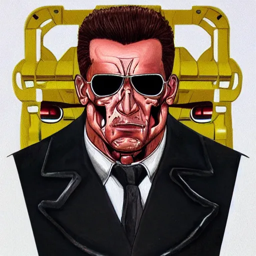 Image similar to a realistic t - 8 0 0 terminator mobster