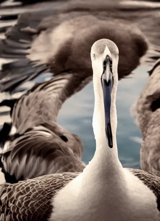 Image similar to ryan gosling fused with a goose, construction, natural light, bloom, detailed face, magazine, press, photo, steve mccurry, david lazar, canon, nikon, focus