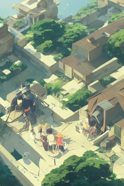 Image similar to big game development team uncoordinated work in a chaos, top view rule of thirds golden ratio, fake detail, trending pixiv fanbox,, style of makoto shinkai studio ghibli genshin impact james gilleard greg rutkowski chiho aoshima