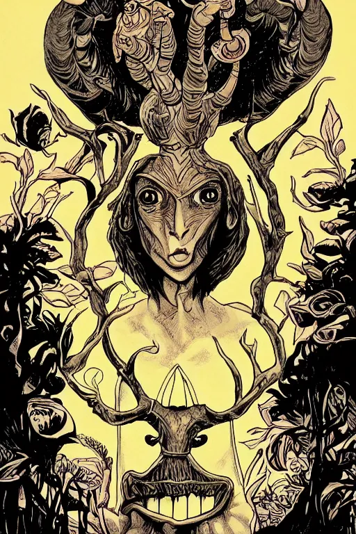 Image similar to pan's labyrinth comic cover, four - color process