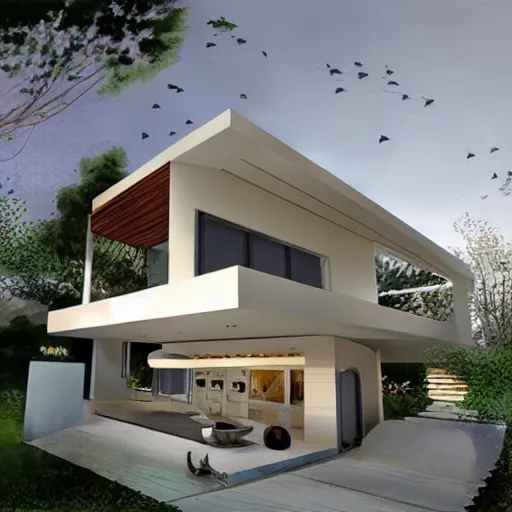 Prompt: concept art of a modern villa. by cho yonghee
