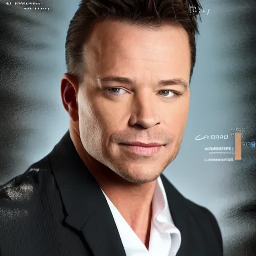 Image similar to DeppSmithAffleckWahlbergFord hybrid, studio portrait, movie-cover art headshot