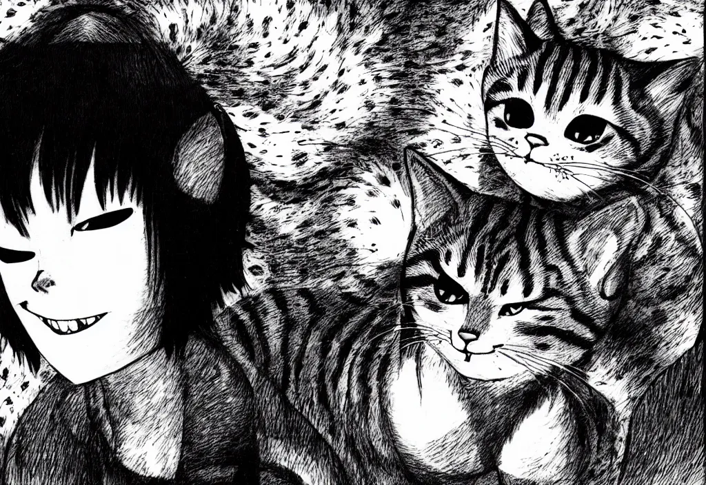 Image similar to smiling cat by junji ito