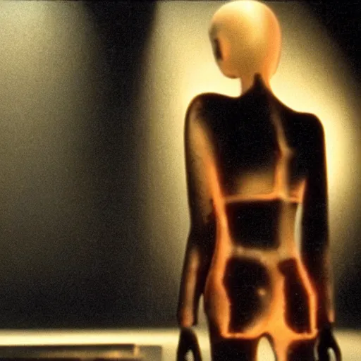 Image similar to movie still of the alien girl, cinematic composition, cinematic light, by david lynch