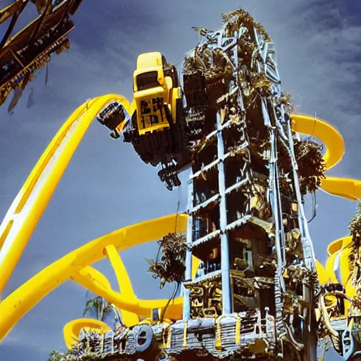 Image similar to stock photo of the theme park ride called “the power loader mech” vertical drop ride by James Cameron