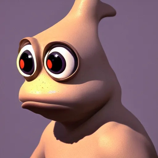 Image similar to a sadge - sad - pepe - the - frog, looking more depressed than usual, quivering lips, fists in the air, sweat flying, cgi render, zbrush, octane, keyshot render