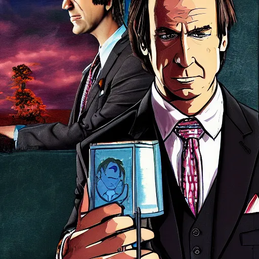 Prompt: saul goodman portrait anime