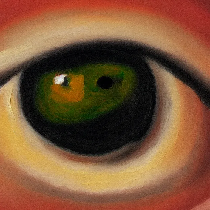 Image similar to a very detailed closeup painting of an eyeball, scary, very small brushstrokes, in the style of edward hopper, 4 k,