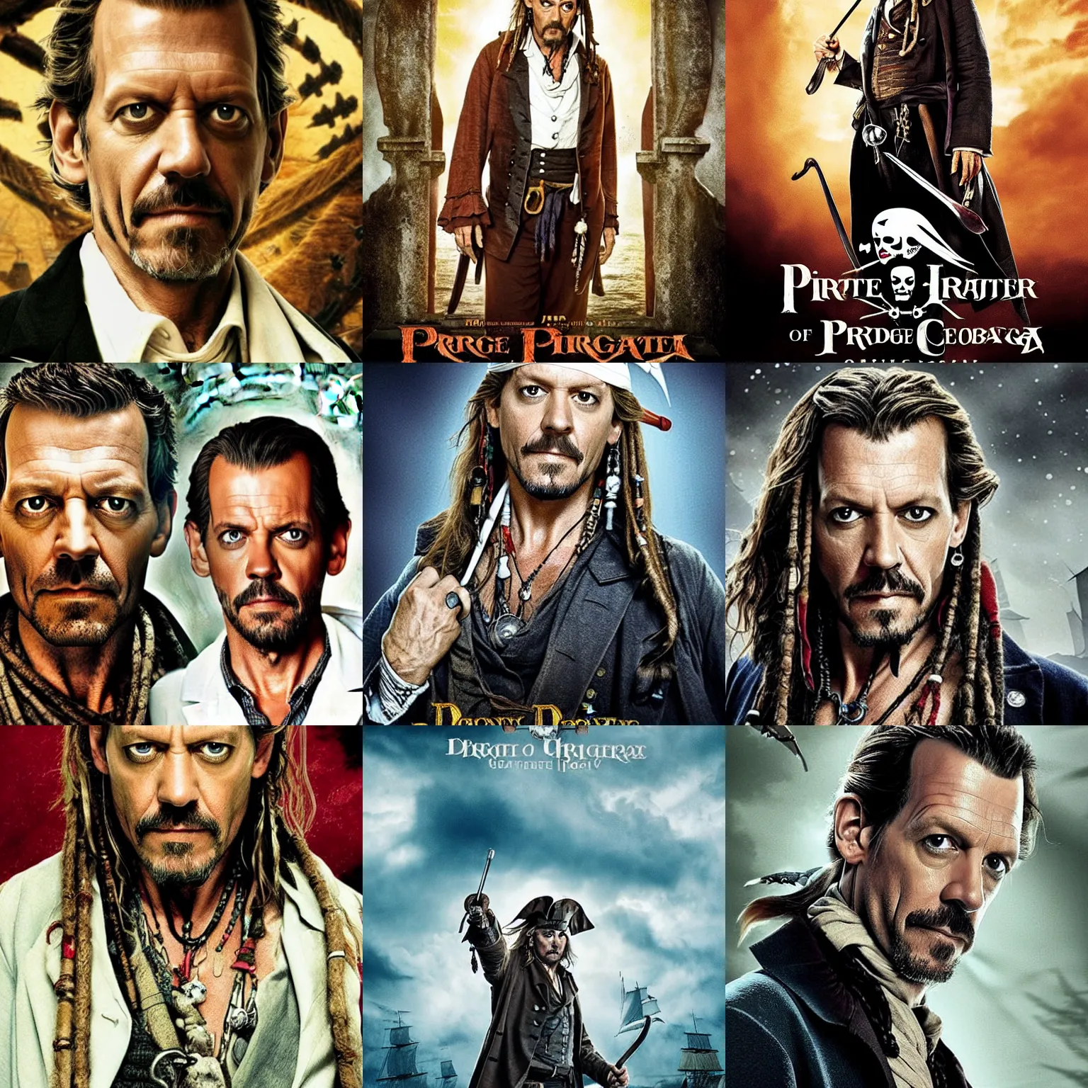 Prompt: dr. gregory house replacing johnny depp in the lead role in pirates of the caribbean ( 2 0 2 4 ), movie poster