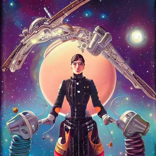 Image similar to Space Steampunk portrait, Pixar style, by Tristan Eaton Stanley Artgerm and Tom Bagshaw.