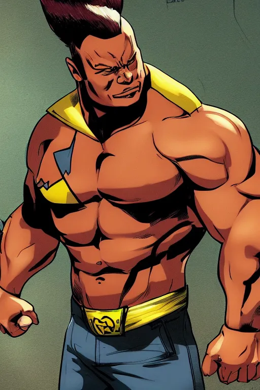 Image similar to Breathtaking comic book style of Pikachu with the body of Dwayne Johnson, high quality, 8k, very detailed