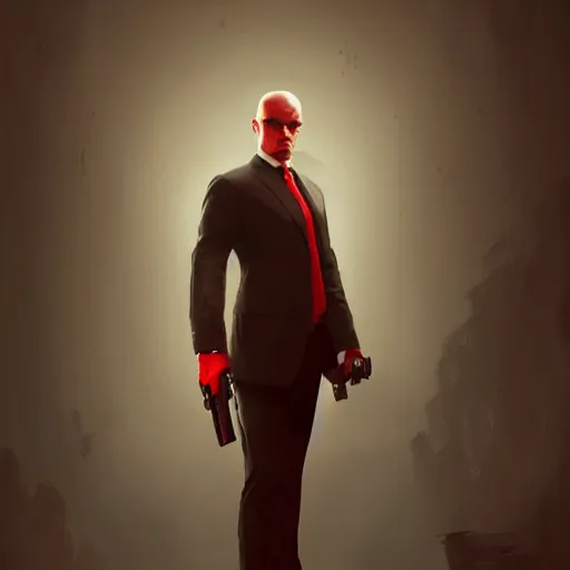 Prompt: a portrait pf agent 4 7 from hitman wearing headphones, red background, rim light, highly detailed, digital art, artstation, concept art, smooth, sharp focus, greg rutkowski, wlop