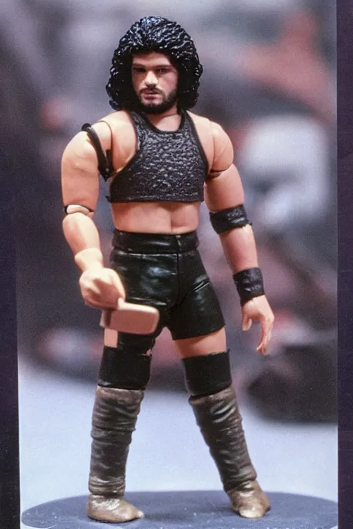 Prompt: jon snow as a 1 9 8 0 s wrestling action figure