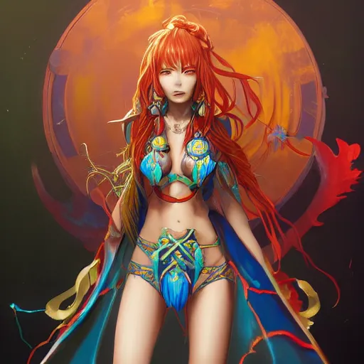 Image similar to anime portrait of Nami as a shaman yedi using dark force to eliminate trump as an anime antagonist by Stanley Artgerm Lau, WLOP, Rossdraws, James Jean, Andrei Riabovitchev, Marc Simonetti, and Sakimichan, trending on artstation