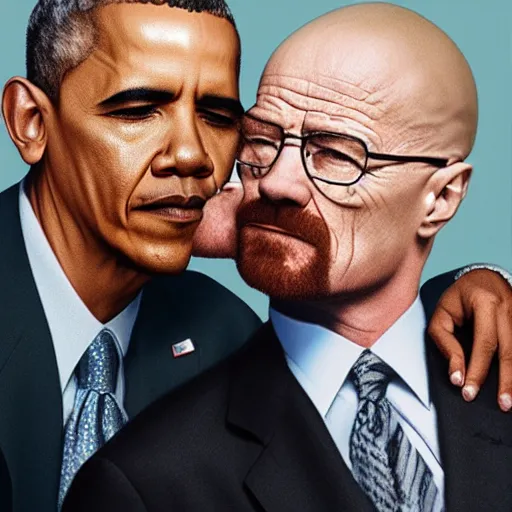 Image similar to Walter White kissing Obama