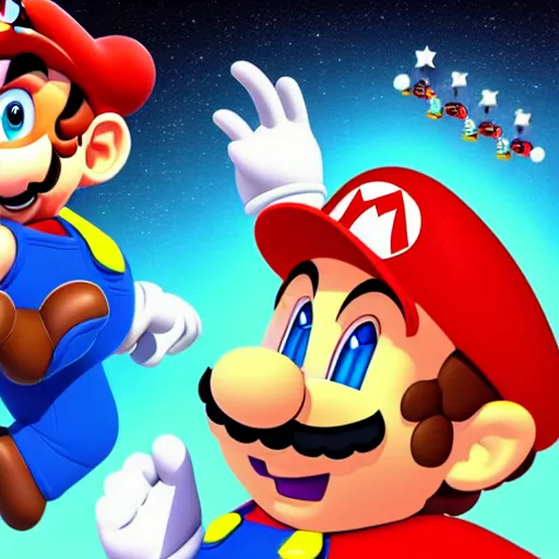Image similar to The super Mario bros super show in space, digital art