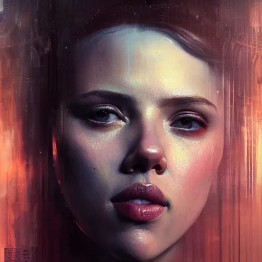 Prompt: scarlett johansson, hyperrealistic portrait, bladerunner street, art of elysium by jeremy mann and alphonse mucha, fantasy art, photo realistic, dynamic lighting, artstation, poster, volumetric lighting, very detailed face, 4 k, award winning