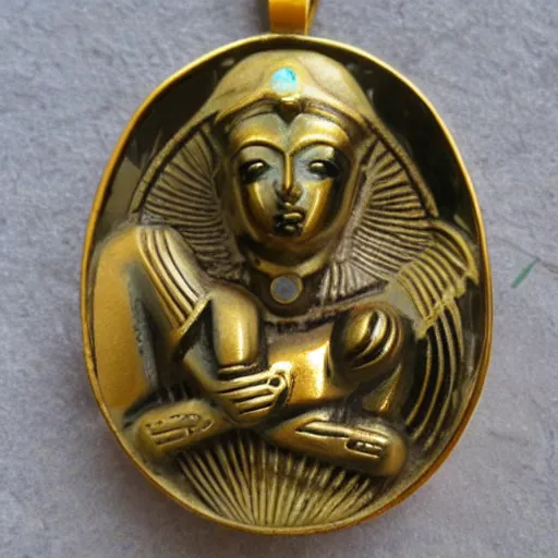 Prompt: ancient horus the god as an artnouveau lalique necklace