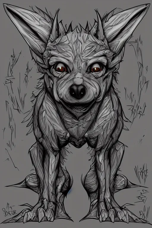 Prompt: a goblin hound monster, symmetrical, digital art, sharp focus, trending on art station, anime art style