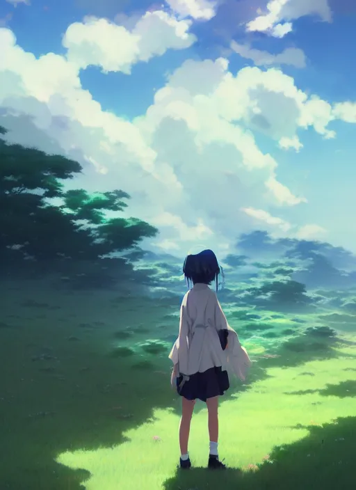 Image similar to portrait of djigokushojo, cloudy sky background lush landscape illustration concept art anime key visual trending pixiv fanbox by wlop and greg rutkowski and makoto shinkai and studio ghibli