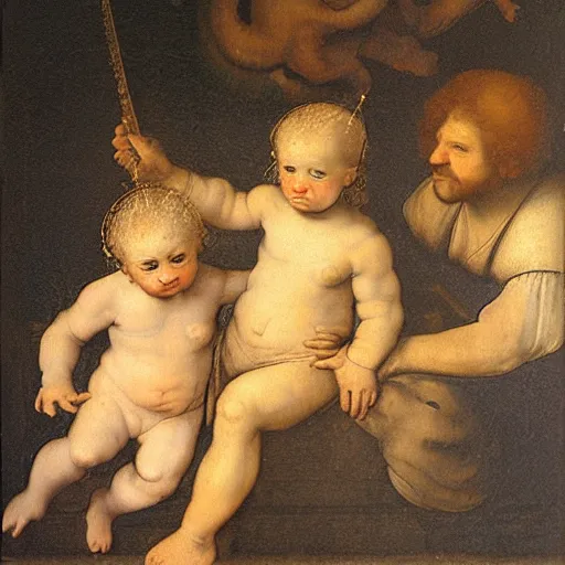 Prompt: renaissance portrait of cherub kittens , Carvaggio, da Vinci, rembrandt