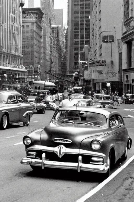 Image similar to a car chase in new york in the 5 0 s