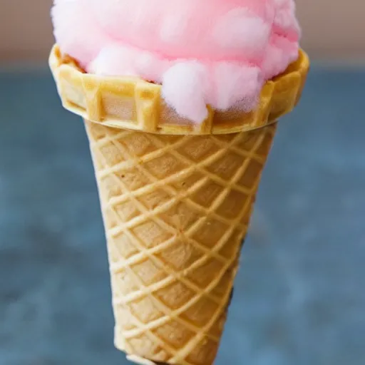 Prompt: waffle cone with cotton candy icecream