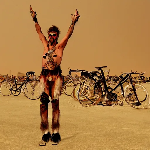 Prompt: burning man dancer, digital art, post apocalyptic