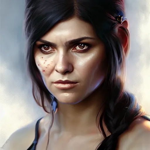 Image similar to portrait of octavia blake is skairipa in the 100 tv show, by artgerm, by krenz cushart, by peter kemp, by ross tran