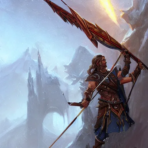 Image similar to longbow arrow, crossbow arrow, longbow arrow, longbow arrow, arrowed longbow, crossbow arrow, warcraft blizzard weapon art, weapon art masterpiece artstation. fantasy digital art, fantasy style art, fantasy hearthstone art style, fantasy game art by greg rutkowski, fantasy rpg weapon art