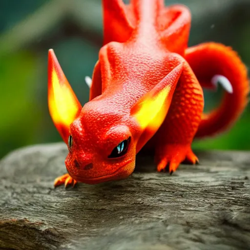 Image similar to national geographic photo of charmeleon, pokemon in the wild, intricate, portrait, 8 k highly professionally detailed, hdr, award winning