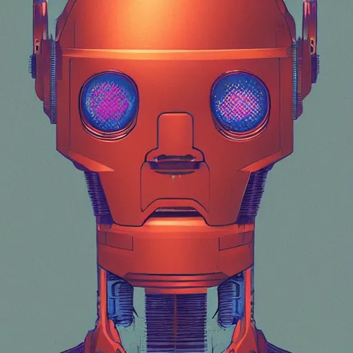 Prompt: portrait of a robot by moebius in the style of greg rutkowski