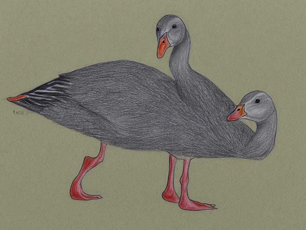 Prompt: highly detailed, extremely accurate drawing of graylag goose