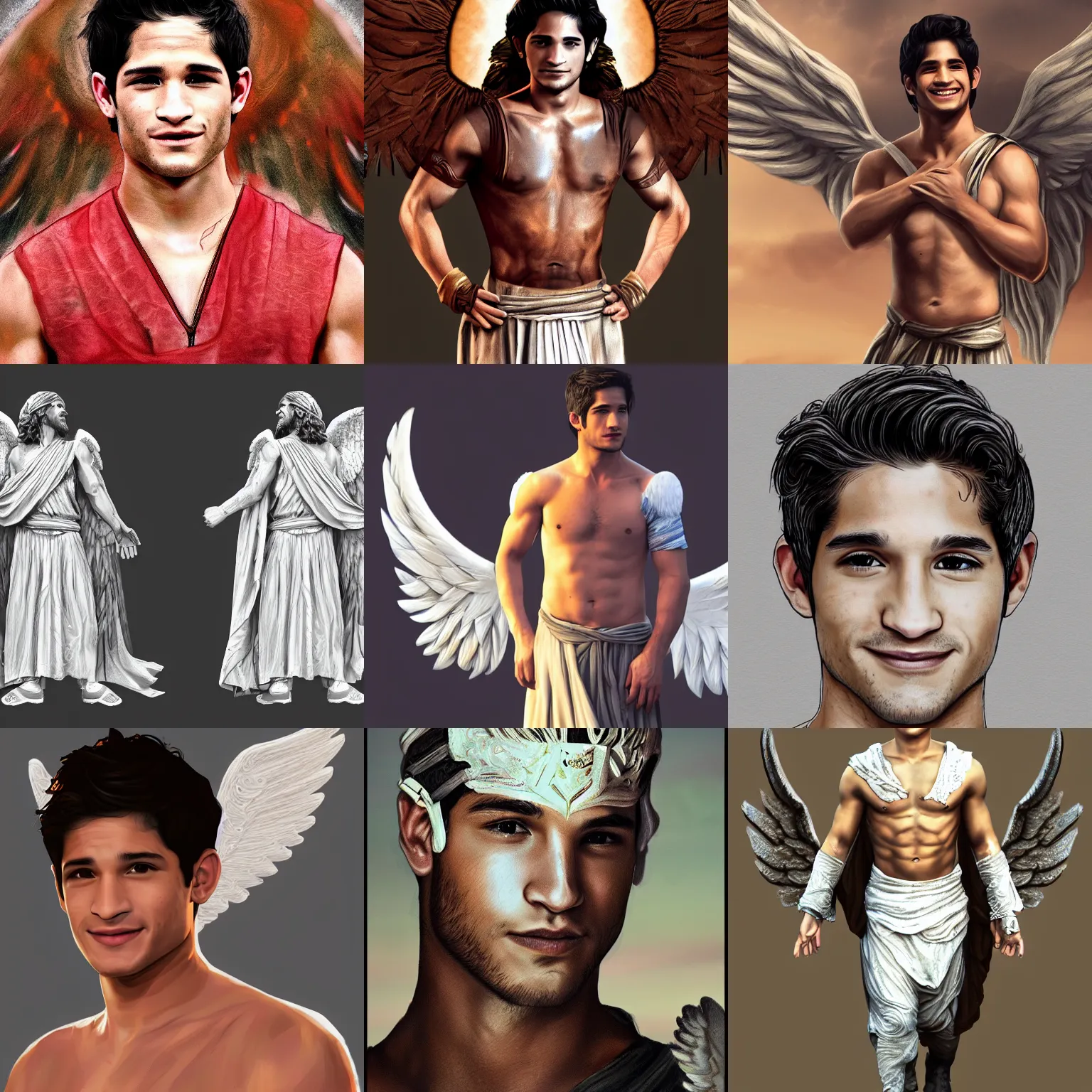 Prompt: tyler posey as an angel with greek-clothes, detailed digital art, 4k, HD, trending on artstation