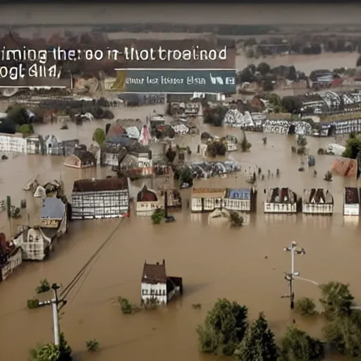 Prompt: a commercial about the prevention of german towns being flooded