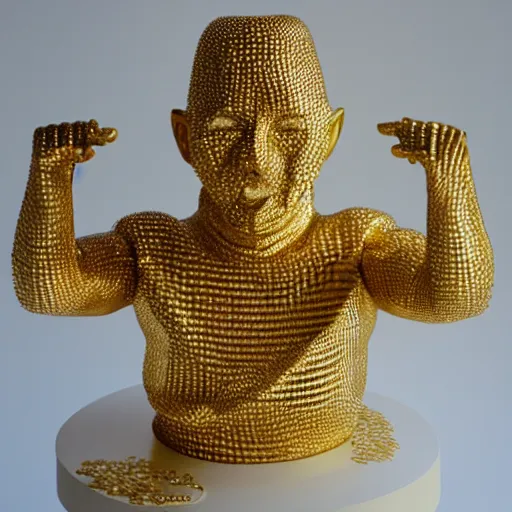 Prompt: gold waffle sculpture