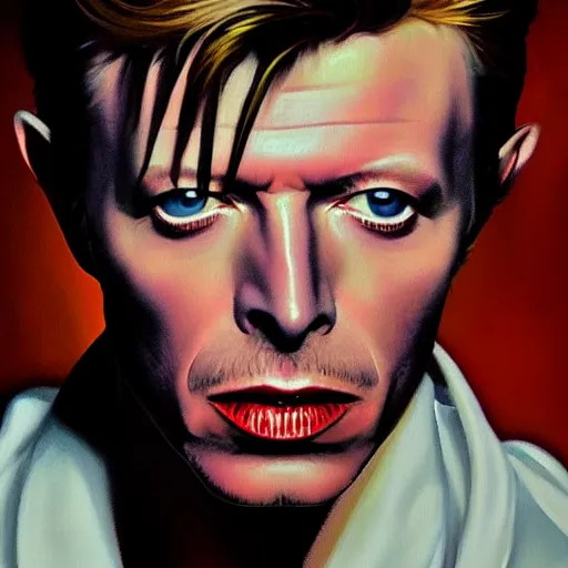 Image similar to high quality high detail painting by david bowie, hd, portrait, dramatic lighting