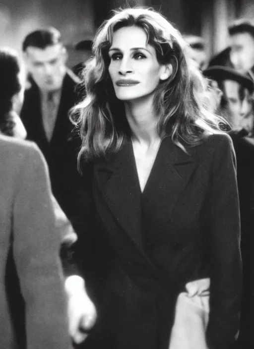 Prompt: film still of Julia Roberts in Schindler's List, 4k