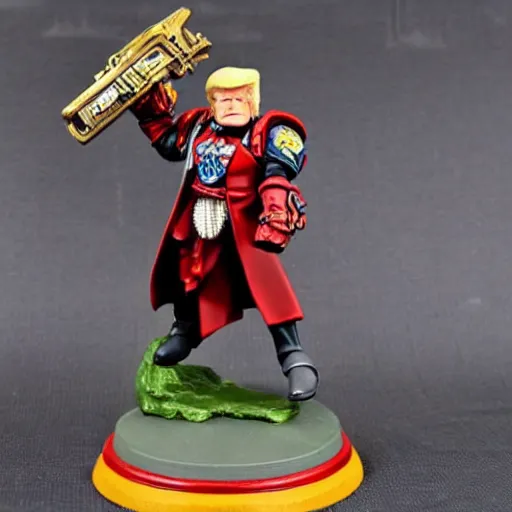 Prompt: donald trump warhammer 40k figurine