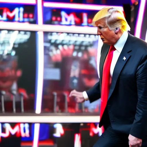 Image similar to donald trump playing dance dance revolution