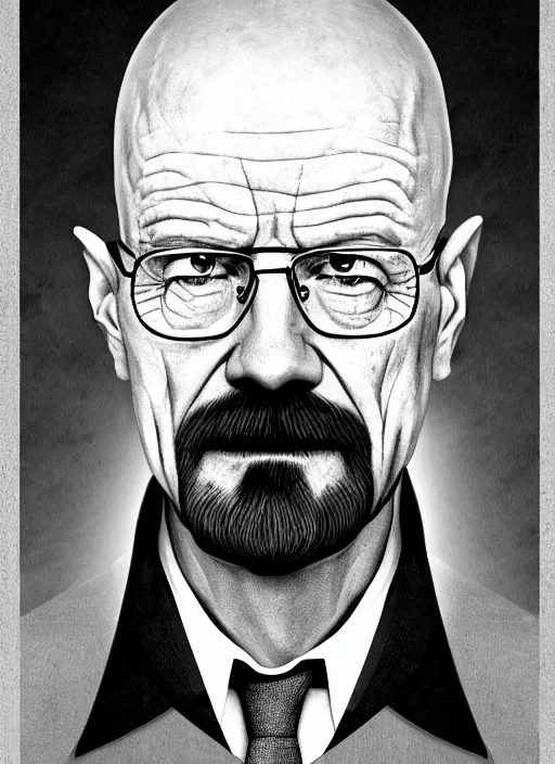 Image similar to walter white by hieronymus bosch, detailed digital art, trending on Artstation