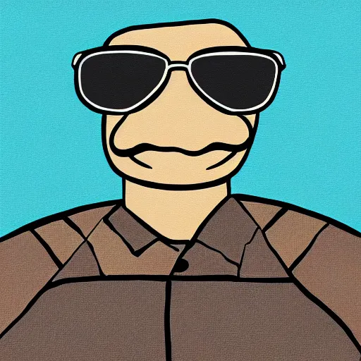 Prompt: cartoon turtle with a mustache and aviator sunglasses, portrait