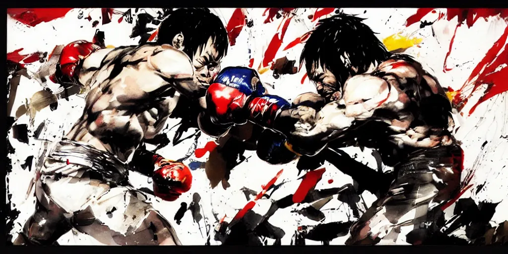 Image similar to a punch by Manny Pacquiao by Yoji Shinkawa and Ashley Wood