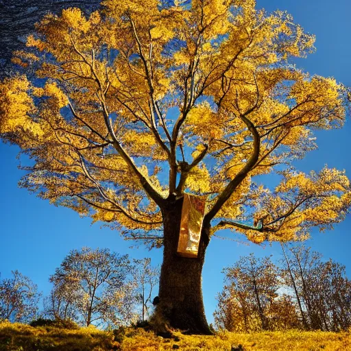 Image similar to A tree whose leaves are literal gold coins